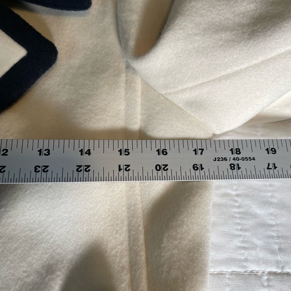 J. Crew Wool Cream Navy Trim Pea Coat Nello Gori Italian Fabric Jacket Womens 2 - Picture 12 of 16